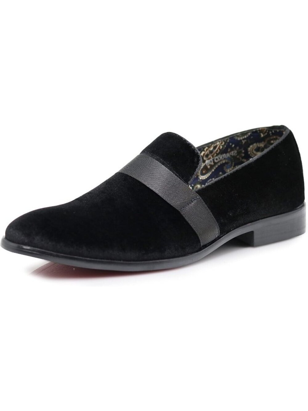 Alberto Feilini Men's Black Vintage Velvet Loafer Tuxedo Slip On Formal Shoes
